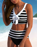 High-Waisted Striped Bikinis