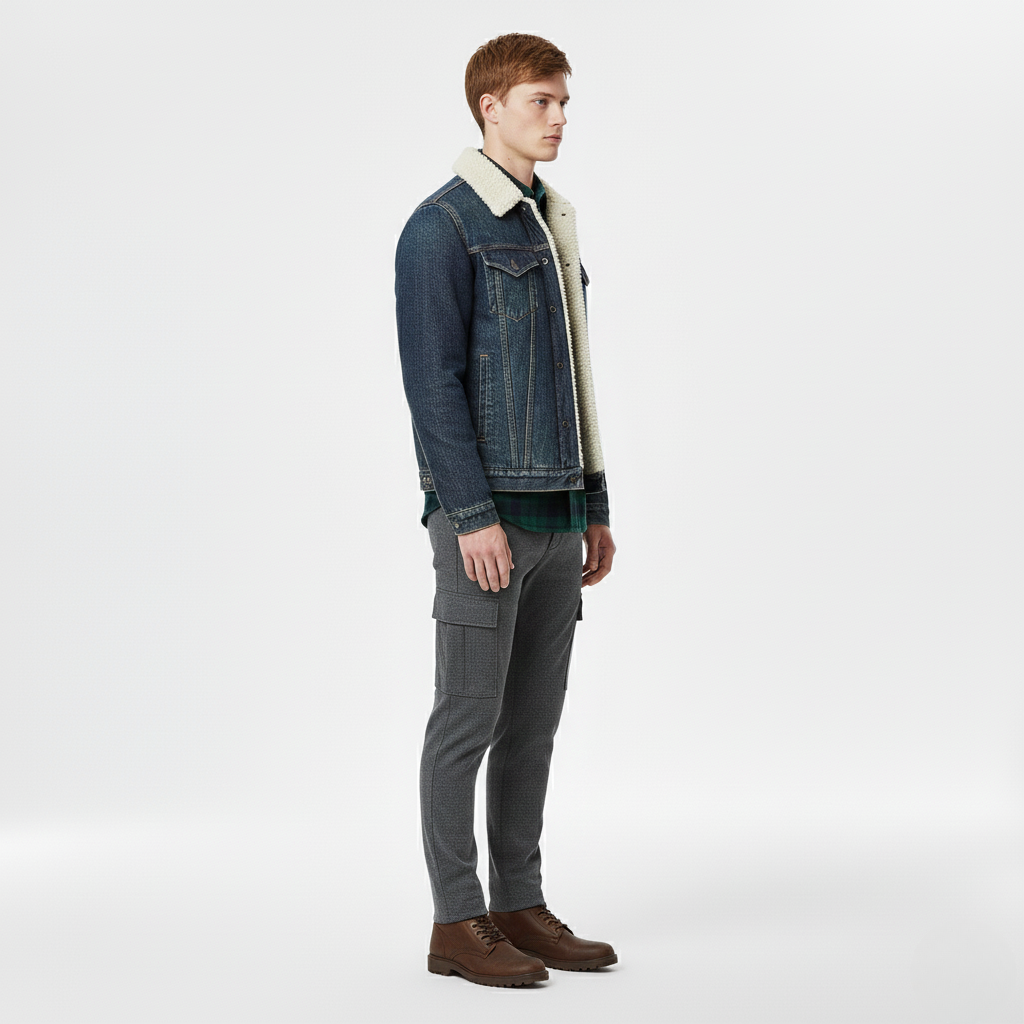 Men's Sherpa-Lined Denim Jacket