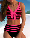 High-Waisted Striped Bikinis