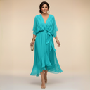 MARTA™ | CHIFFON DRESS WITH V-NECK