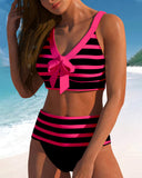 High-Waisted Striped Bikinis