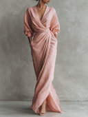 Rosa Linen Maxi Dress V-Neck