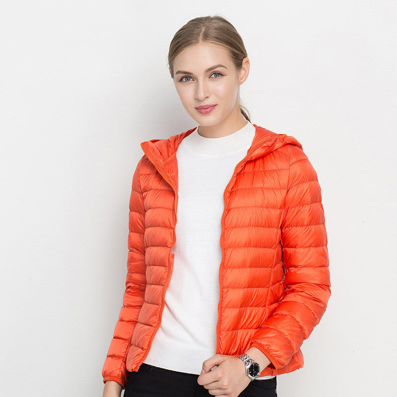 Lightweight Down Jacket for Women Short Hood Super Light - Ideal for Everyday Use