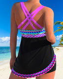 Swimsuit with Drawstring and Striped Pattern