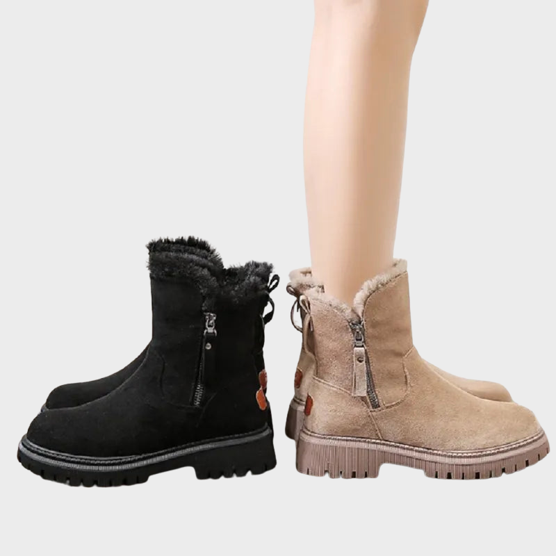 Nora – Plush Ankle Boots with Zip