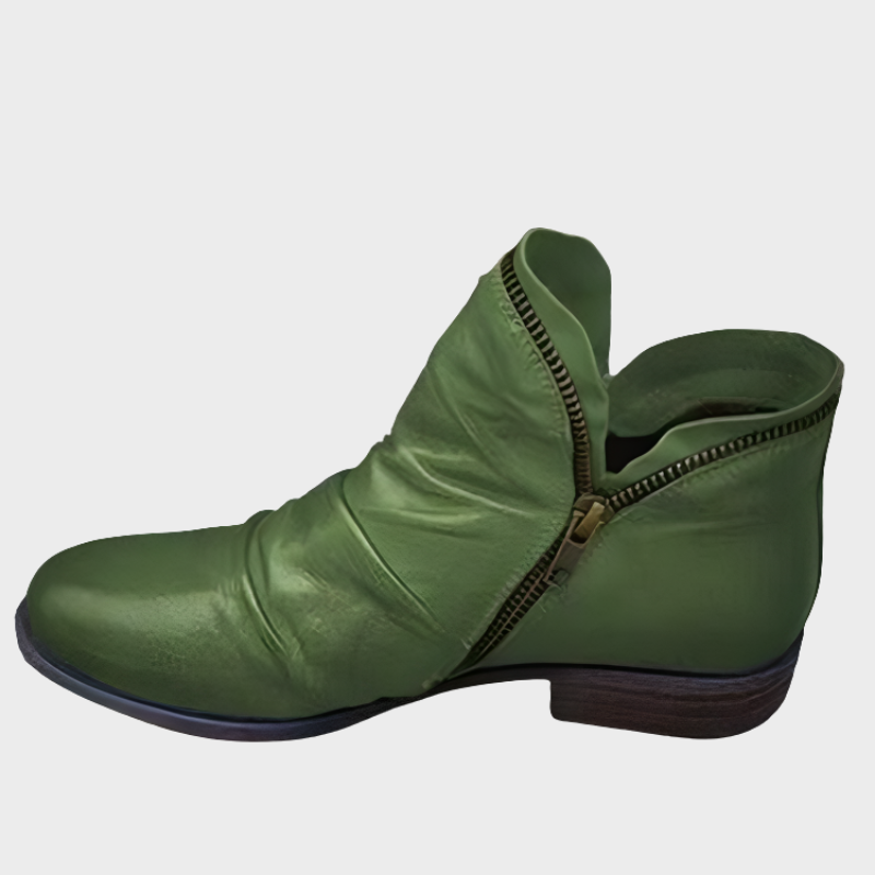 Esme – Casual Leather Ankle Boots with Zip
