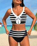High-Waisted Striped Bikinis