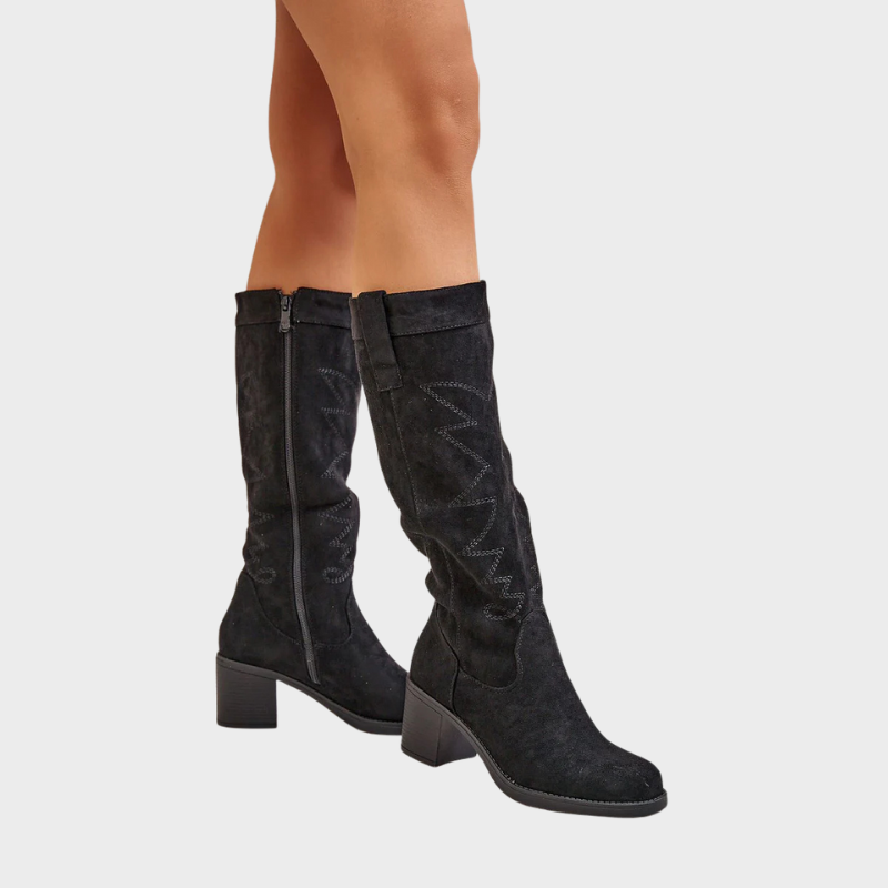 Iris – High Boots with Block Heel and Zip