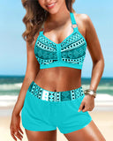 High-Cut Bikinis with Geometric Pattern