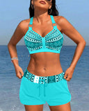 High-Cut Bikinis with Geometric Pattern