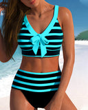 High-Waisted Striped Bikinis