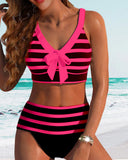 High-Waisted Striped Bikinis