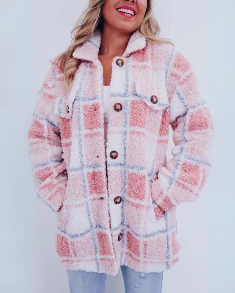 ELINARA - Karierte Fleecejacke