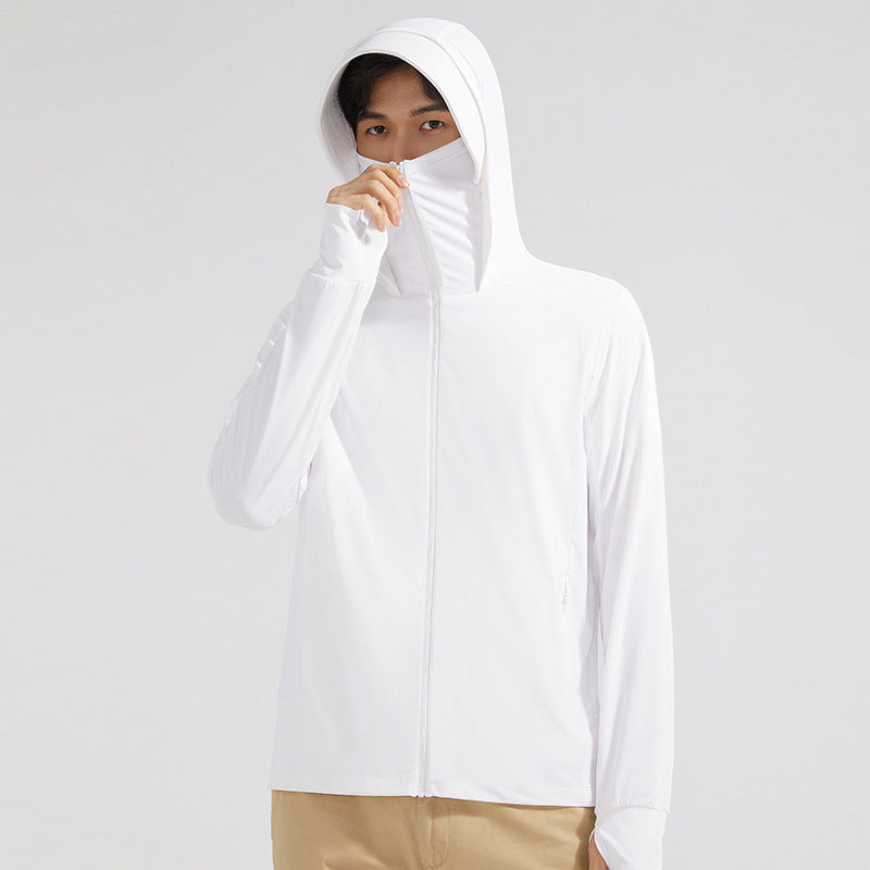 UV Protection Hooded Jacket with Removable Face Shield – Perfect for Summer
