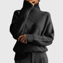 Angela - Modern Geometric Roll-Neck Jumper