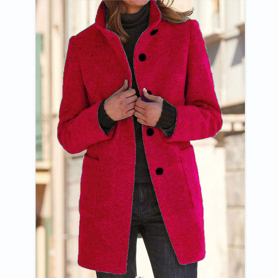 Vintora™ – Retro Women's Windbreaker with Buttons and Stand Collar