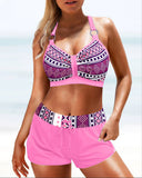 High-Cut Bikinis with Geometric Pattern