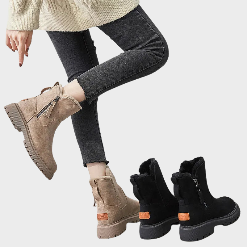 Nora – Plush Ankle Boots with Zip