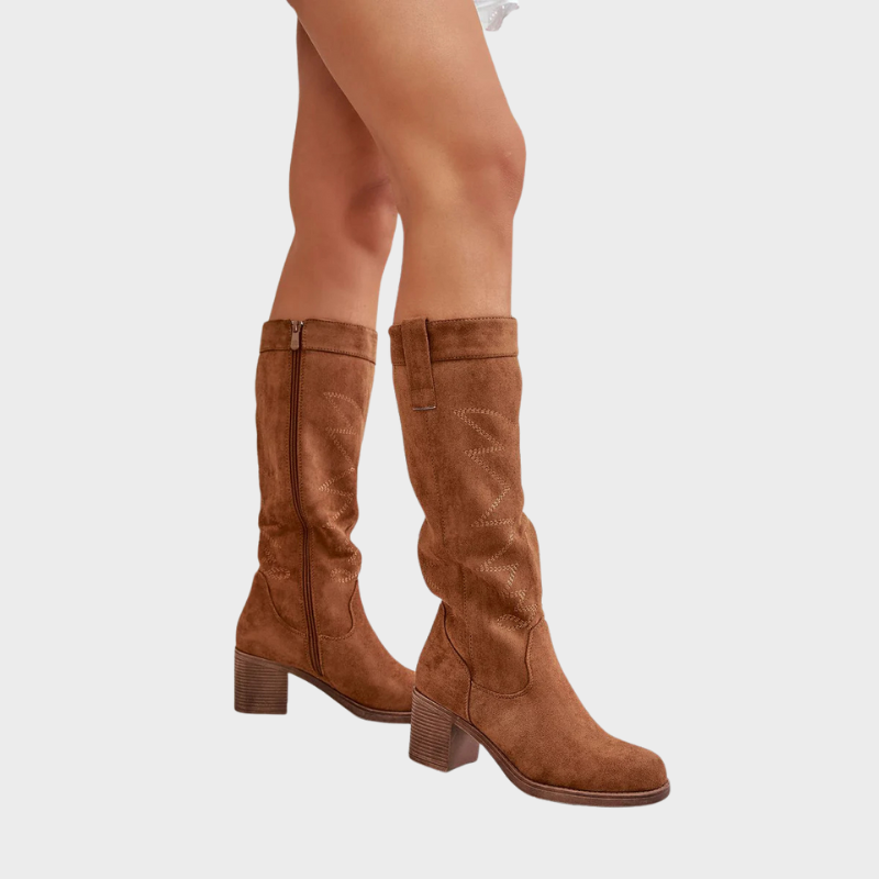 Iris – High Boots with Block Heel and Zip