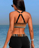 High-Waisted Bikinis with Geometric Pattern