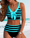High-Waisted Striped Bikinis
