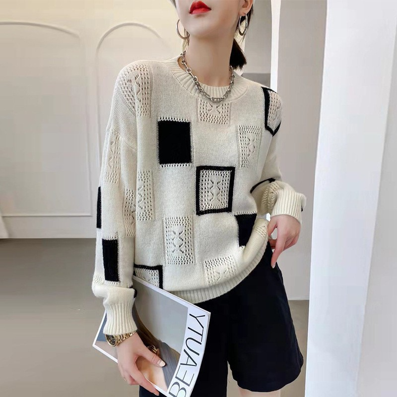 Emma - Geometrischer Gemütlicher Blockpullover