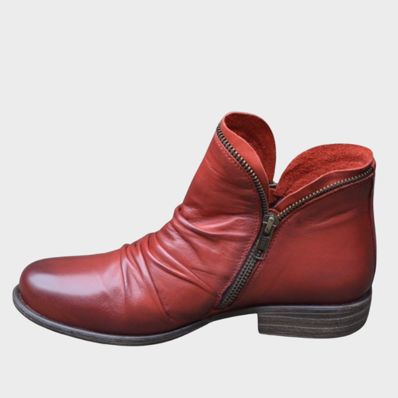 Esme – Casual Leather Ankle Boots with Zip