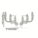 Elegant Rhinestone Three-Claw Earrings