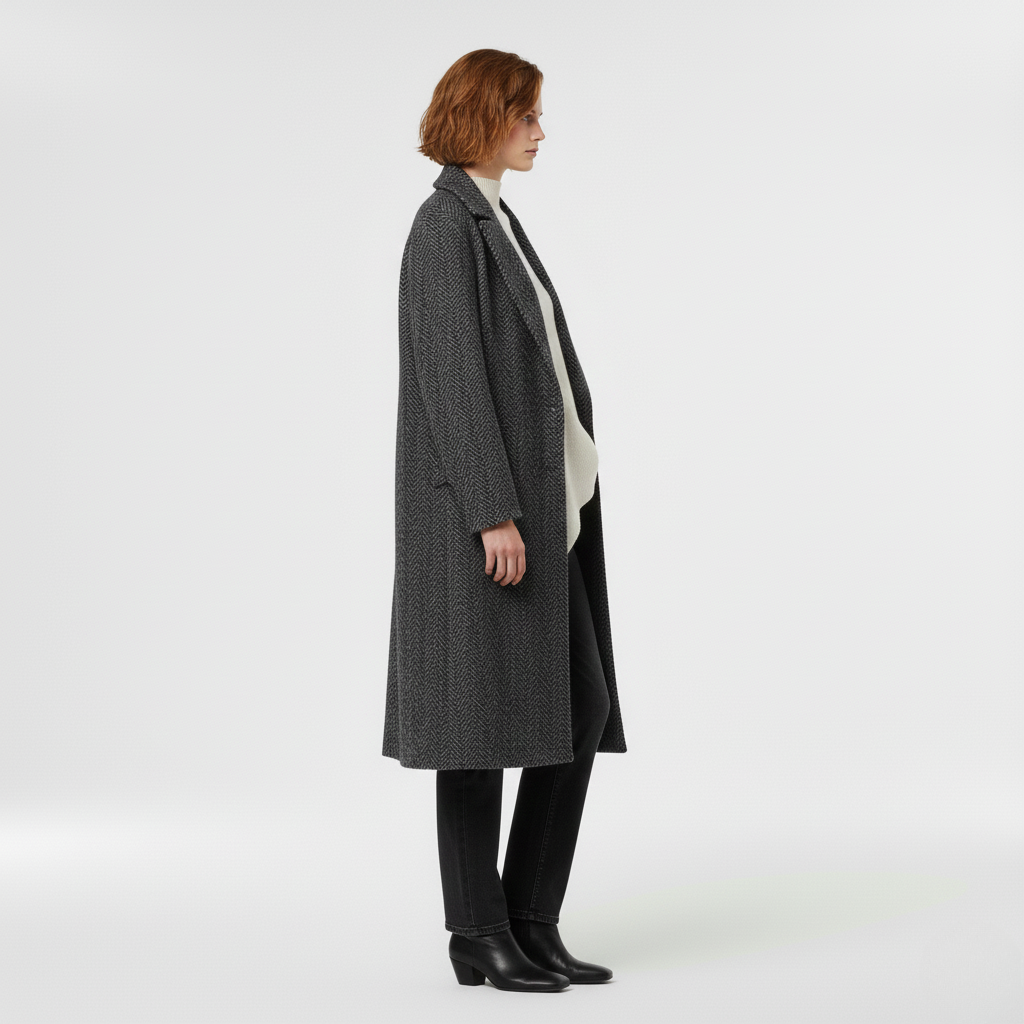 Women's Herringbone Long Coat