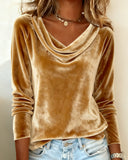 Margaret - Luxurious Velvet Top with Draped Neckline