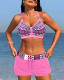 High-Cut Bikinis with Geometric Pattern
