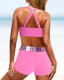 High-Cut Bikinis with Geometric Pattern