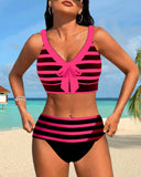 High-Waisted Striped Bikinis