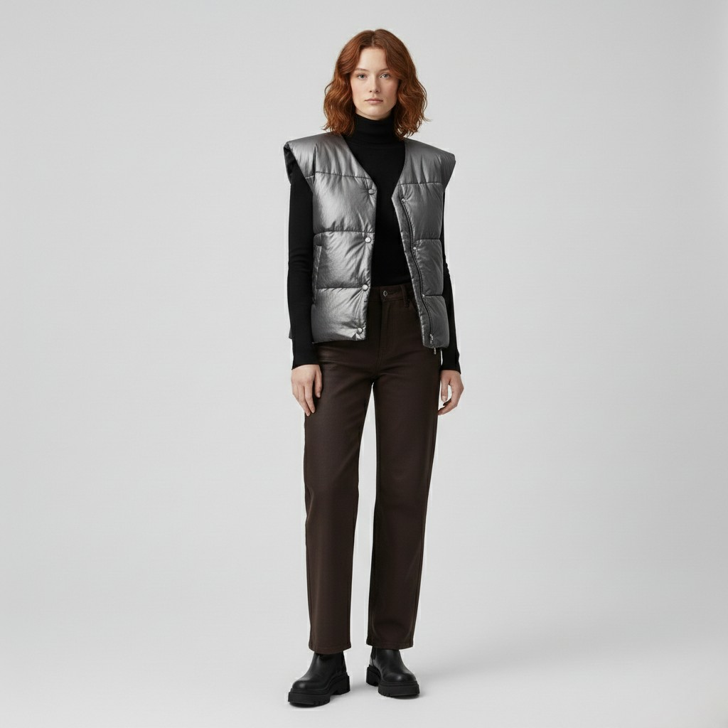 Women's Metallic Quilted Gilet