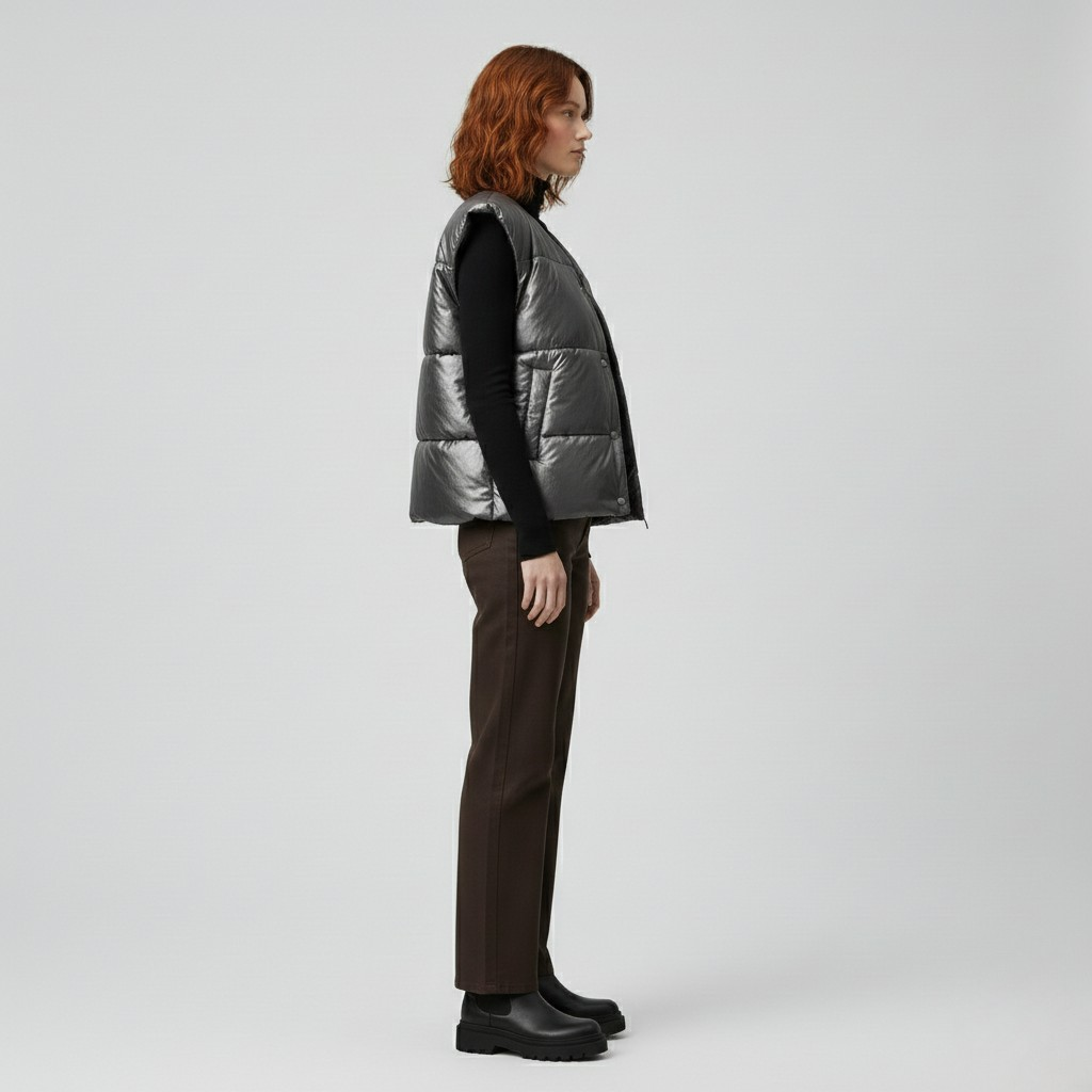 Women's Metallic Quilted Gilet