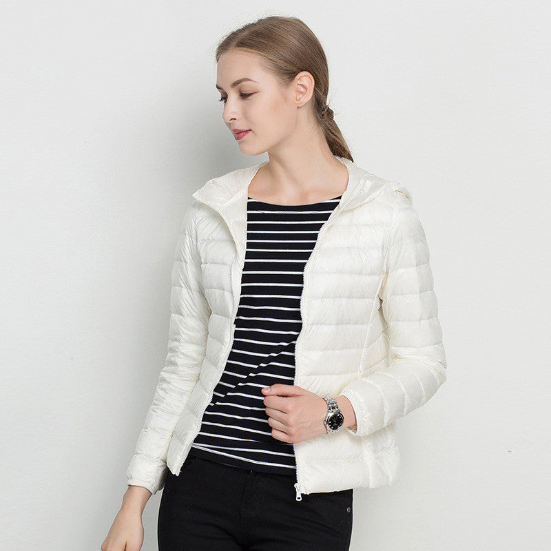 Lightweight Down Jacket for Women Short Hood Super Light - Ideal for Everyday