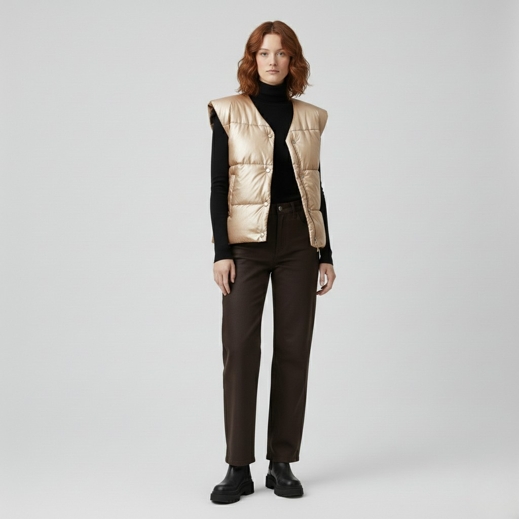 Women's Metallic Quilted Gilet