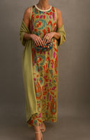 Élina | Ensemble Long Printed Dress with Matching Vest
