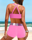 High-Cut Bikinis with Geometric Pattern
