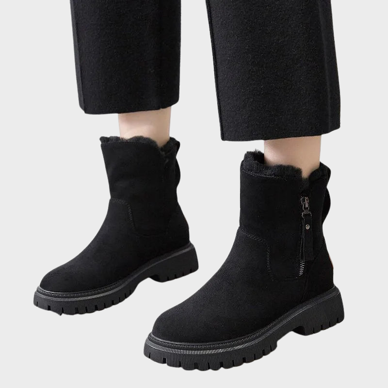 Nora – Plush Ankle Boots with Zip