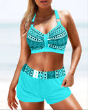 High-Cut Bikinis with Geometric Pattern
