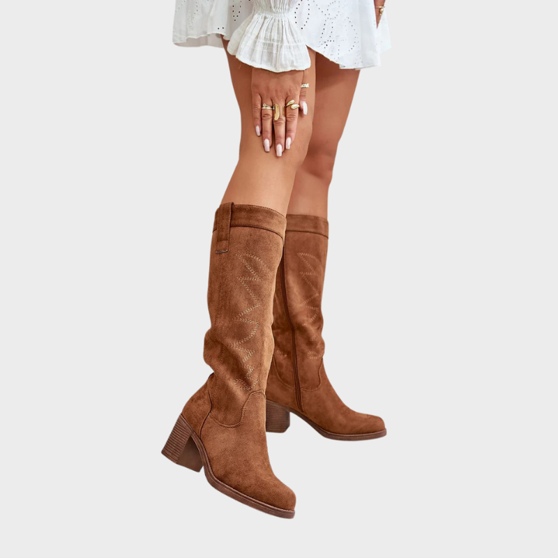 Iris – High Boots with Block Heel and Zip