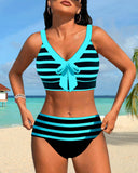 High-Waisted Striped Bikinis