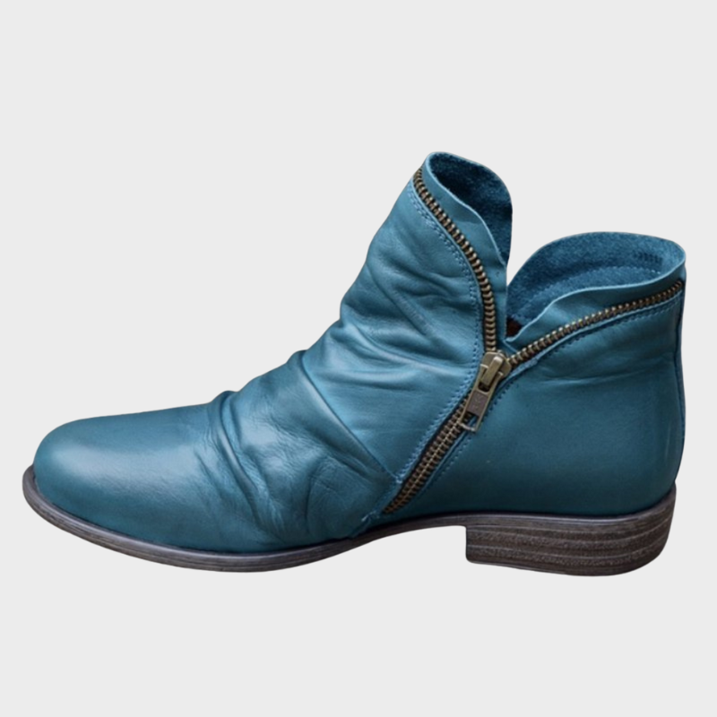 Esme – Casual Leather Ankle Boots with Zip