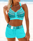 High-Cut Bikinis with Geometric Pattern