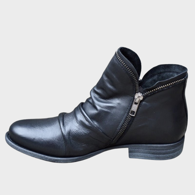 Esme – Casual Leather Ankle Boots with Zip