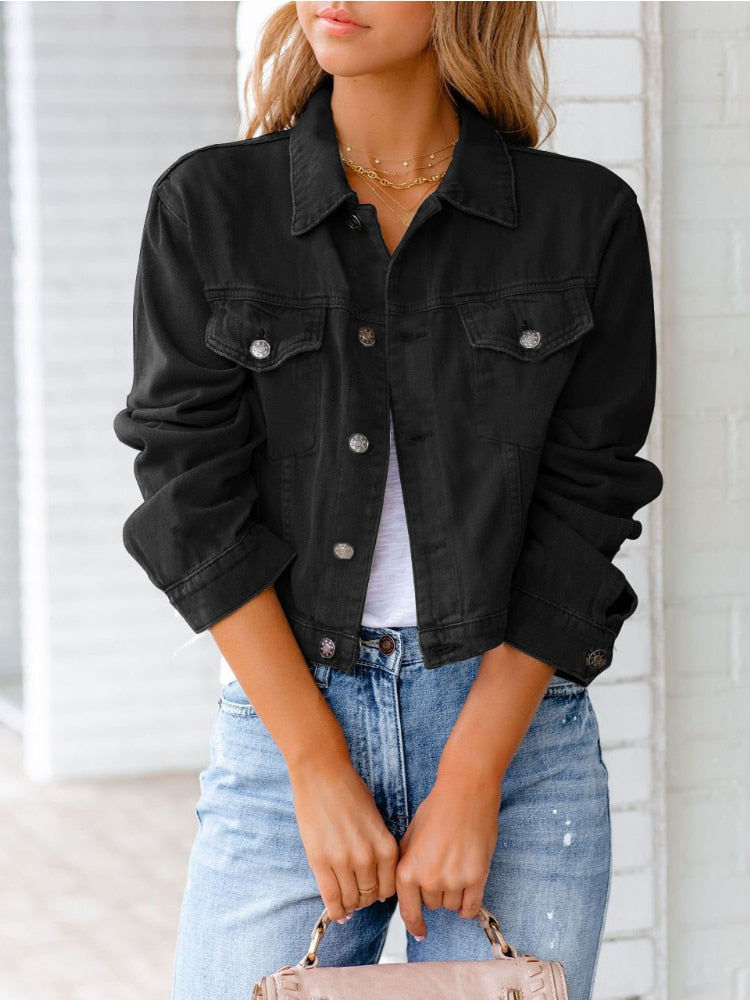 Relaxed Fit Denim Jacket with Chest Pockets and Button Placket | Ideal for Spring/Summer