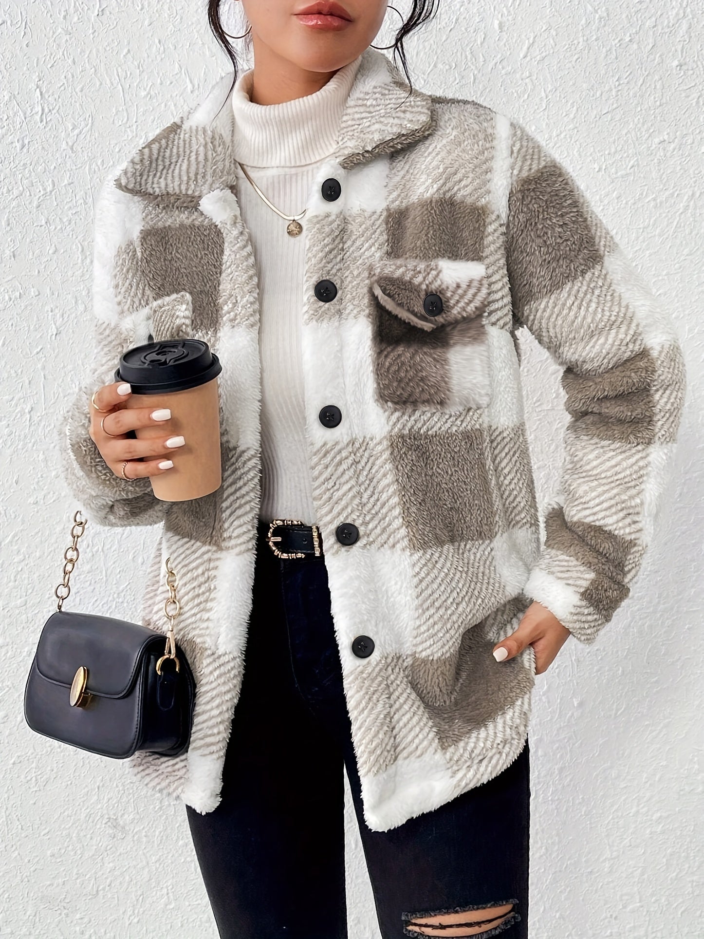 Selina – Stylish Checked Button-Down Jacket