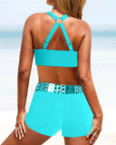 High-Cut Bikinis with Geometric Pattern