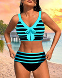 High-Waisted Striped Bikinis